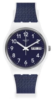 Swatch NAVY LIGHT White/Blue Bimaterial Strap Blue Dial Watch