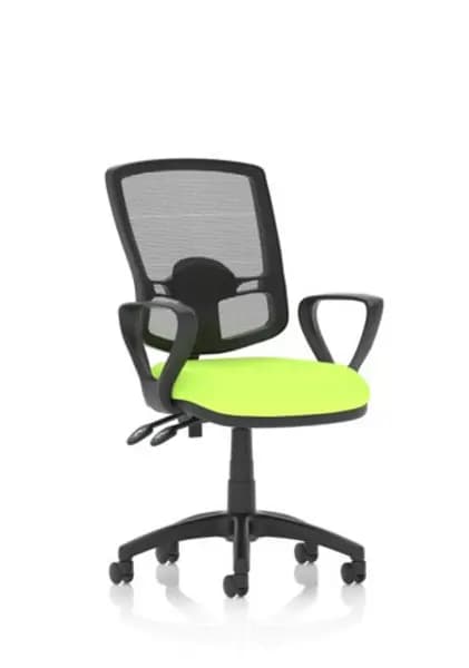 Eclipse Eclipse Plus II Lever Task Operator Chair Mesh Back Deluxe With Bespoke Colour Seat With loop Arms in Myrrh Green KCUP1623