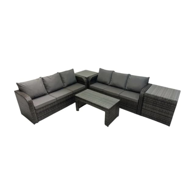 Fimous 3 Seater Sofa Coffee Table with 2 Side Tables in Dark Grey Dark Grey Unisex