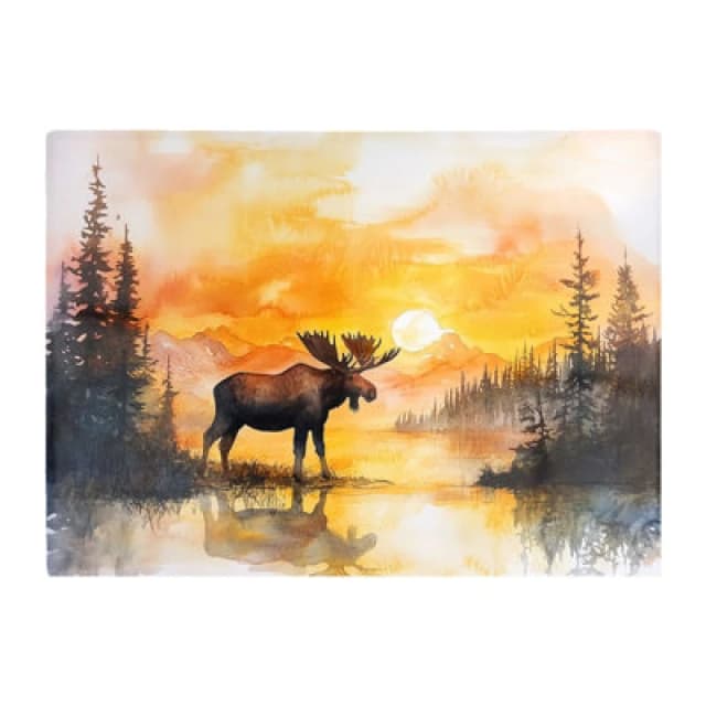 Warren Reed Designer Watercolour Moose At Sunset Chopping Board