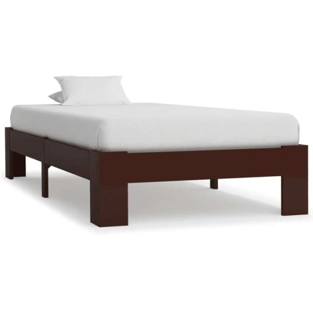 vidaXL Solid Pine Wood Bed Frame Dark Brown 90x200cm Single Bed Furniture