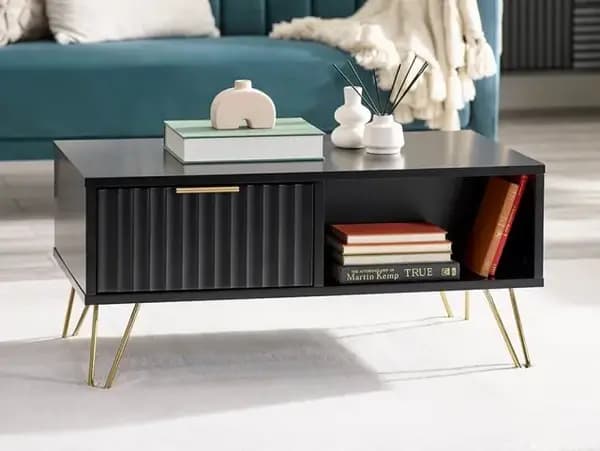 Julian Bowen Murano Black and Gold 2 Drawer Coffee Table