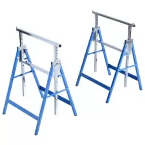 HOMCOM Steel Builders Twin-Set Telescopic Trestle - Blue