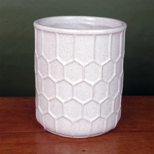 Leaf White Honeycomb Speckled Ceramic Planter Plant Pot White unisex