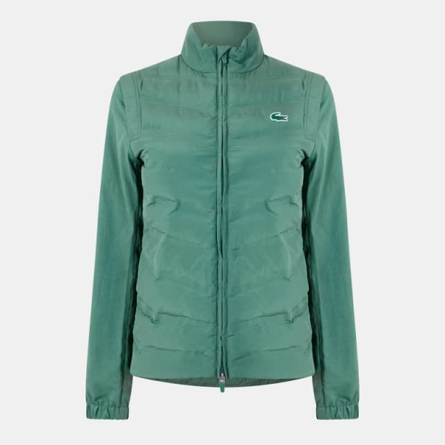 Lacoste Womens Water Repellent Quilted Long Sleeve Performance Golf Jacket Sequoia female 6 (34)