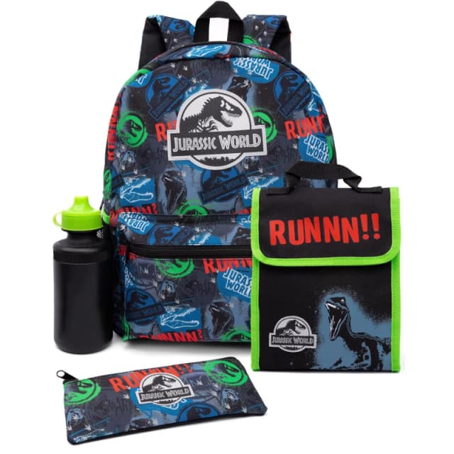 Jurassic World 4 Piece Backpack Set Black