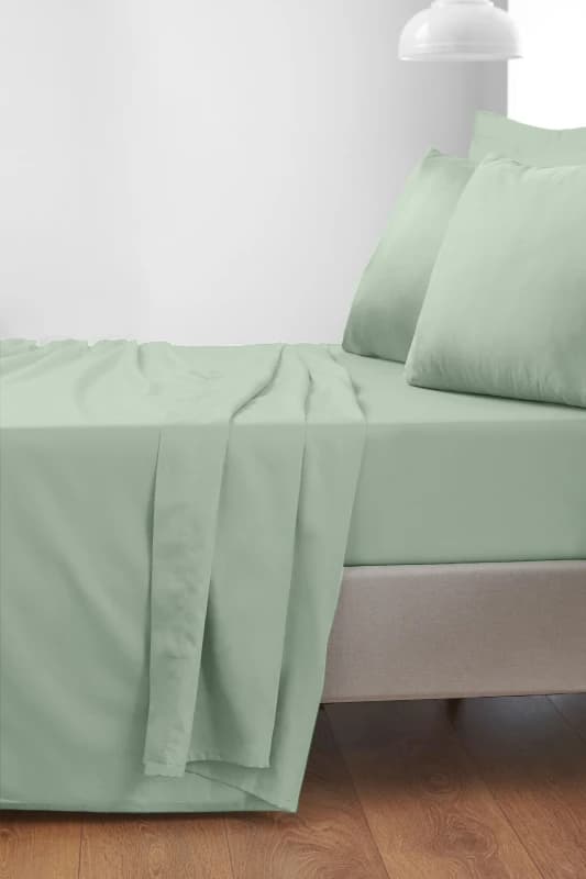 Bianca '400 Thread Count Cotton Sateen' Flat Sheet in Green Size: Super King Flat Green Unisex Super King Flat