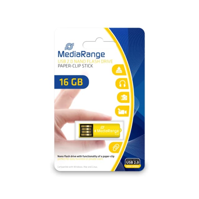 MediaRange MR976 USB flash drive 16GB USB Type-A 2.0 Yellow