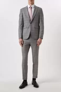 Skinny Fit Grey Blue Pow Check Suit Jacket