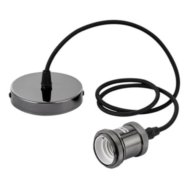 Innoteck Essentials Ceiling E27 Lamp Holder Light Fitting - Black
