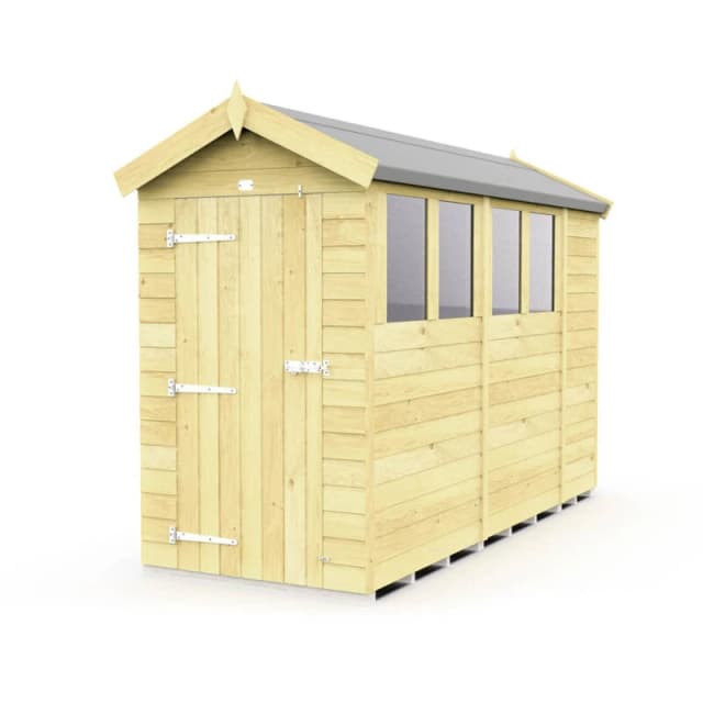 Flat Pack Sheds DIY Sheds 4 x 10 Apex Shed, Brown 4X10AFF