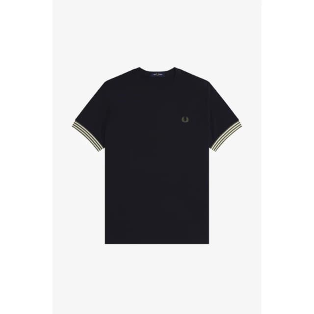 Fred Perry Stripe Cuff T-Shirt Black 184 male M