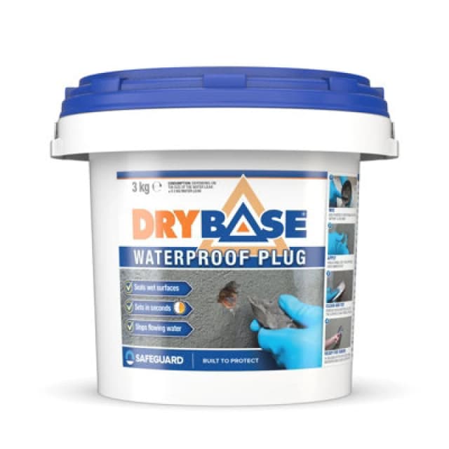 Drybase Waterproof Plug (3Kg Grey) - Stop Water Leaks In 30 Seconds - Fast Plug For Concrete, Masonry, Stone & Wet Surfaces.