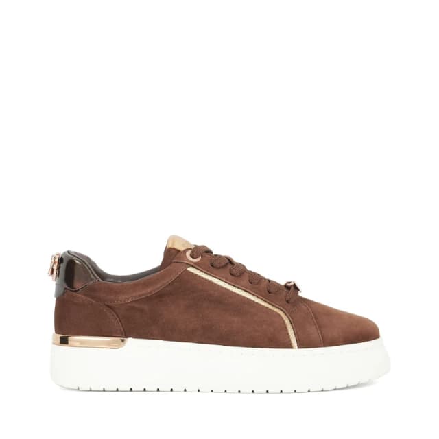 Dune London Womens Emmelino Platform Trainers Brown Suede female 3 (36)