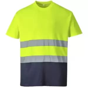 S173YNRL - sz L Two Tone Cotton Comfort T-Shirt - Yellow/Navy - Yellow/Navy - Portwest