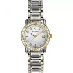 Ladies Bulova Quartz Diamonds Two-tone steel/gold plate Watch