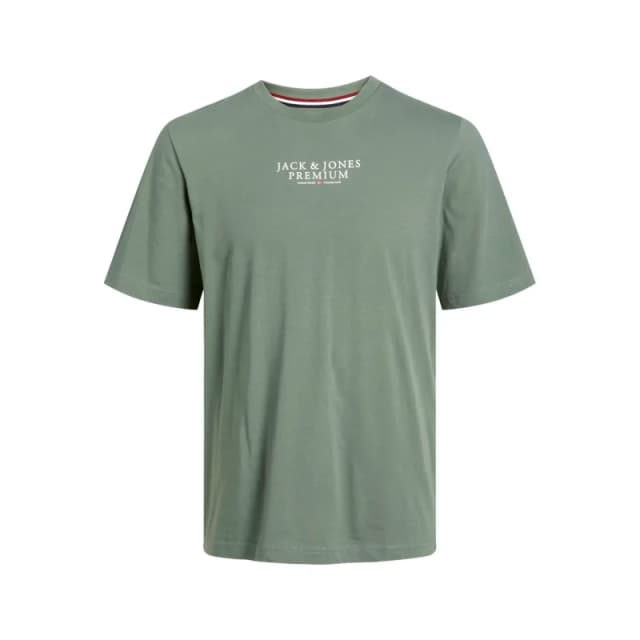 jack & jones Logo Print Cotton T-Shirt with Crew Neck Sage Green Men L