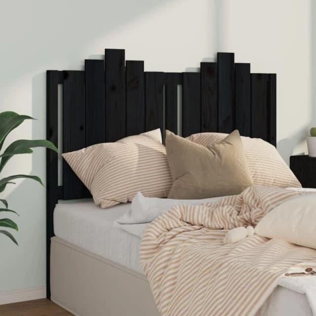 LES TENDANCES Bed Headboard Black 126x4x110cm Solid Wood Pine vidaXL 8720287003458