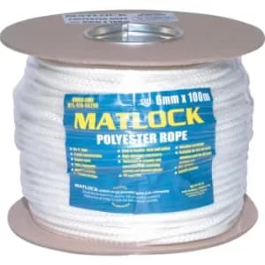 NO.4 6MM 8PLT Polyester White Sash Cord 100M Reel