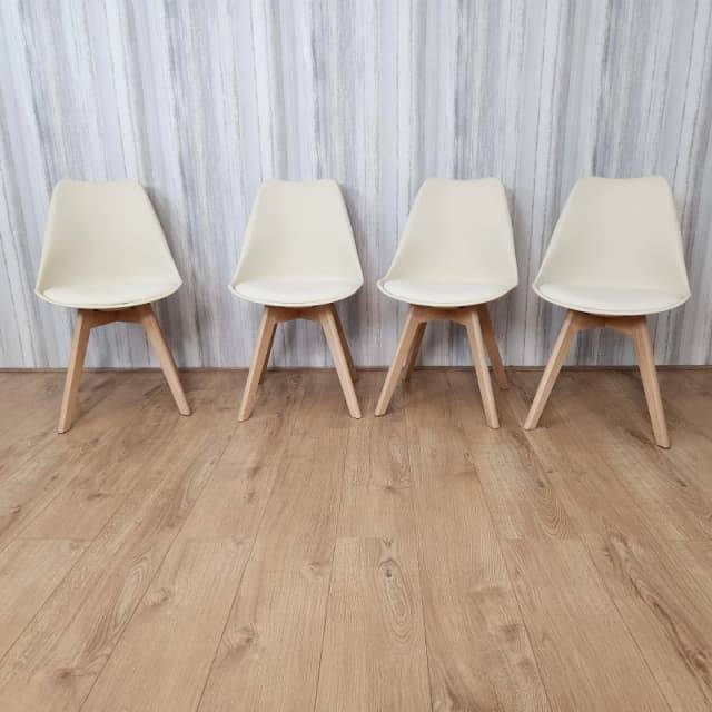 KOSY KOALA KOSY KOALA Set of 4 Cream Dining Chairs PU Leather with Soft Padded Seat for Dining Room Multi One Size Unisex 5060711586472