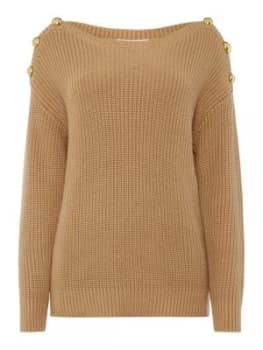 Michael Kors Boatneck button sweater Camel
