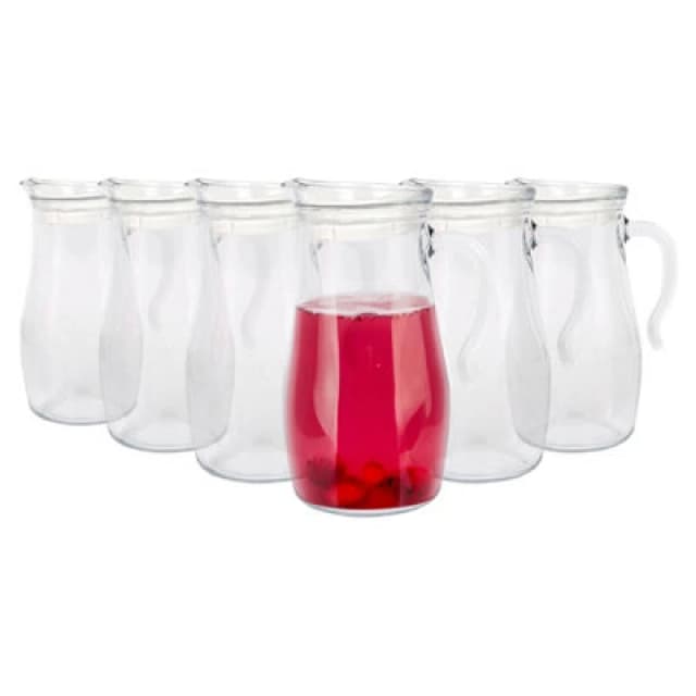 LAV Glassware Lav Misket Glass Water Jugs With Silicone Lid - 1.8L - Pack Of 6