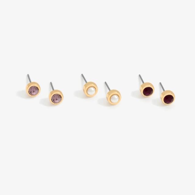 Mood Purple Mixed Stud Earrings - Pack of 3 Gold female
