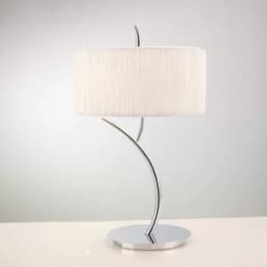 Eve Table Lamp 2 Bulbs E27 Large, polished chrome with Round white lampshade