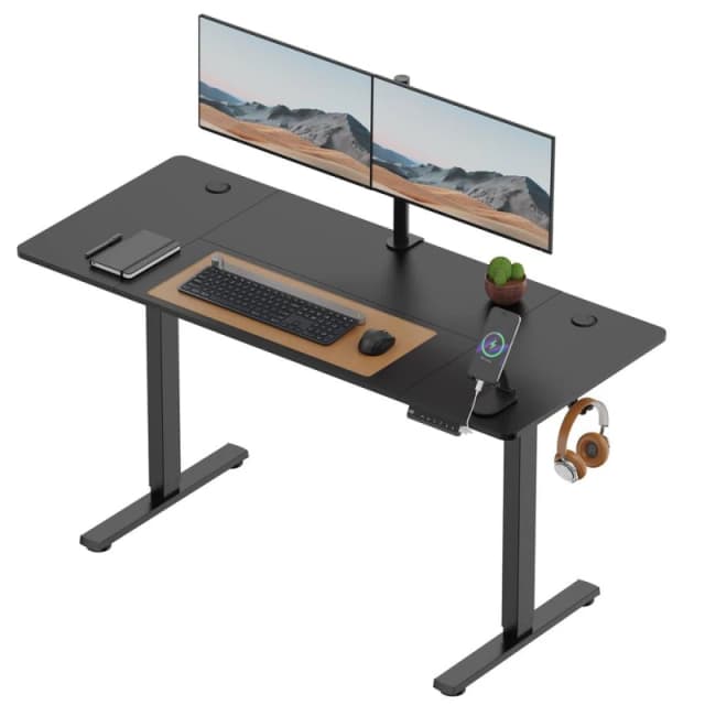 VonHaus Large Height Adjustable Electric Standing Desk for Home Office in Black Unisex