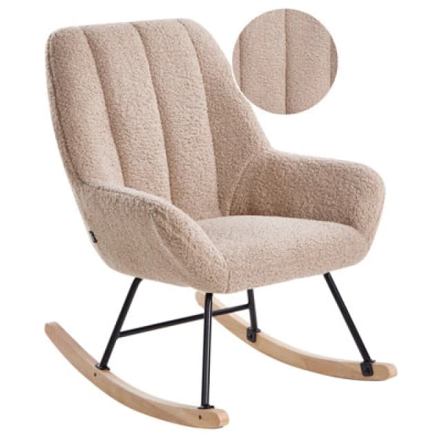 Beliani Rocking Chair Kinno Boucle Beige