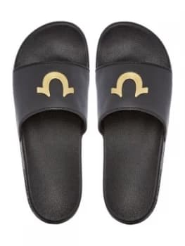 True Religion Logo Front Sliders Black