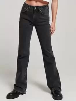 Superdry Vintage Mid Rise Slim Flare - Black, Size 26, Inside Leg 32, Women