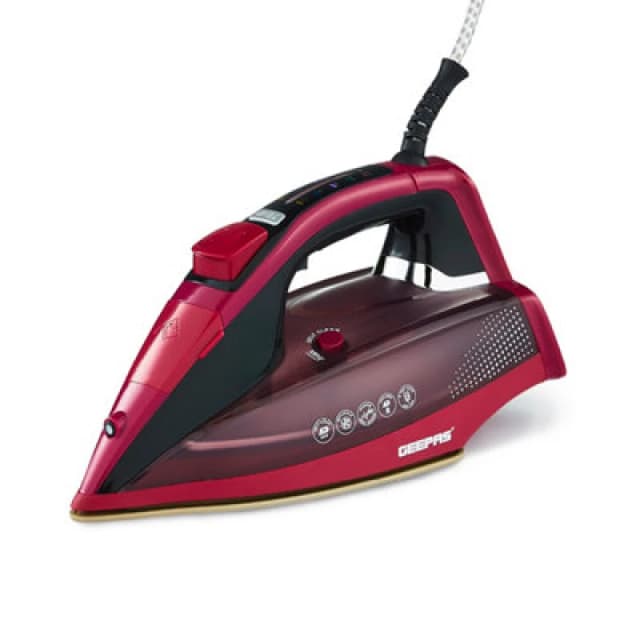 Geepas Digital Steam Iron 2400W Ceramic Soleplate Variable Temperature Self Clean 350M Dark Pink unisex