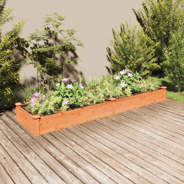 VIDAXL Garden Raised Bed with Liner Brown 240x60x25cm Solid Wood Fir Vidaxl 8720845824273