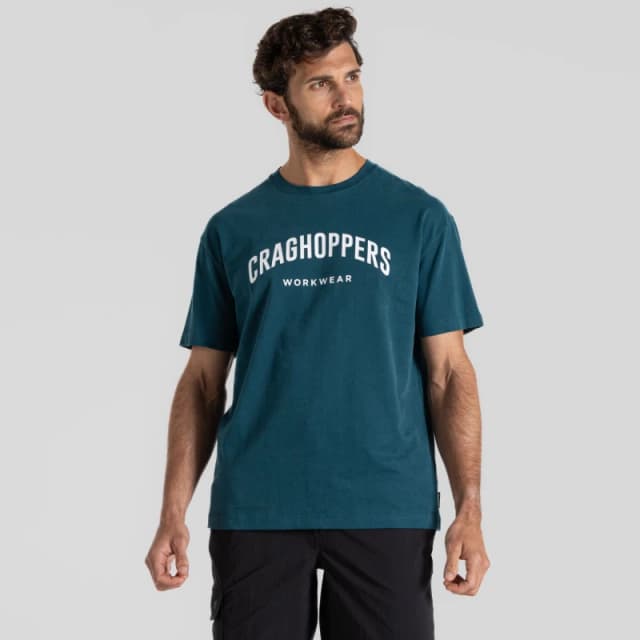 Craghoppers Craghoppers Men Burnsall Short Sleeved Brand Carrier T-Shirt in Dark Blue Size: Small Dark Blue S Male 5063019679297