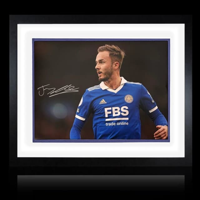 The Fan Cave James Maddison Signed Framed Leicester City Deluxe Blue unisex 550x450mm