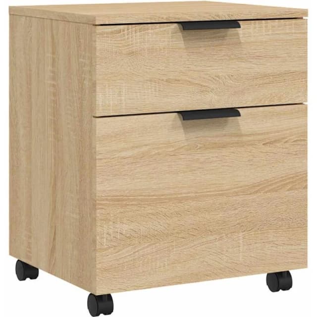 Vidaxl Mobile File Cabinet With Wheels Sonoma Oak 45X38X54cm Engineered Wood, Brown 811523