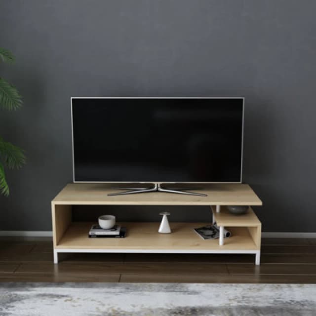 Decorotika Reilly TV Stand TV Unit For Tv's Up To 55" White And Oak