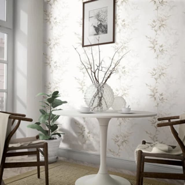 Galerie Industrial Effects Beige Floral Leaf Stem Wallpaper Roll