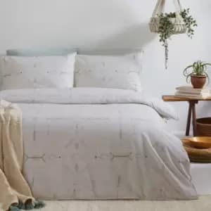 The Linen Yard Mini Inka Double Duvet Cover Set Cotton Natural