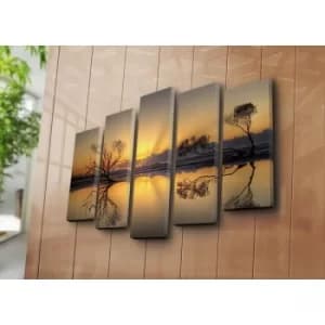 5PATK-179 Multicolor Decorative Canvas Painting (5 Pieces)
