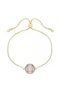 Gold Plated Ivory Cream Halo Toggle Bracelet