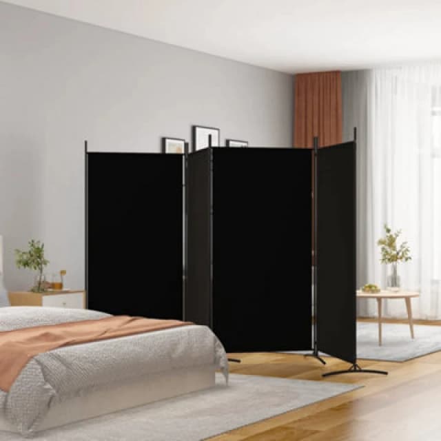Vidaxl 4-panel Room Divider Black 346X180 Cm Fabric, Black 350265