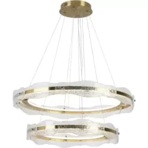 Schuller Lighting - Schuller Lira Cylindrical Pendant Ceiling Light Brushed Gold, Textured Dimmable 3000K Remote Control