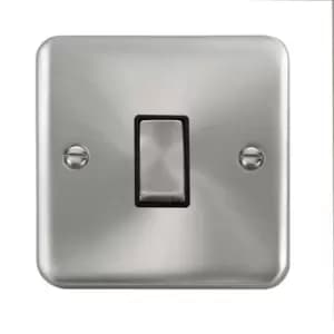 Click Scolmore Deco Plus Satin Chrome 1 Gang 2 Way Plate Switch 10A With Black Ingot - DPSC411BK