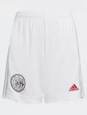 adidas Ajax Amsterdam 21/22 Home Shorts, White/Grey, Size 11-12 Years