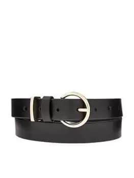 Accessorize Round Buckle Leather Jeans Belt - Black, Size L, Women