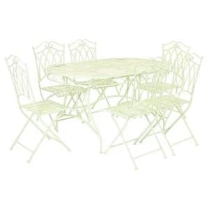 Charles Bentley Wrought Iron 6-Seater Outdoor Dining Set - Pastel Green