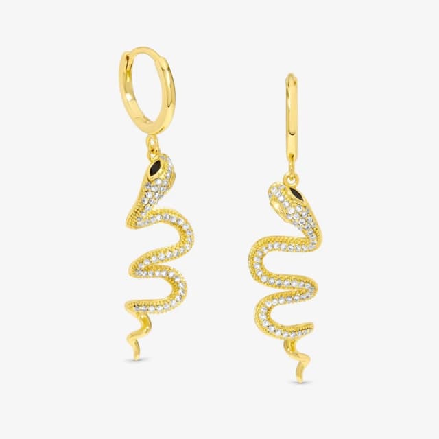 Inicio 14K Gold Plated Snake Spiral Drop Hoop Earrings Gold female One Size