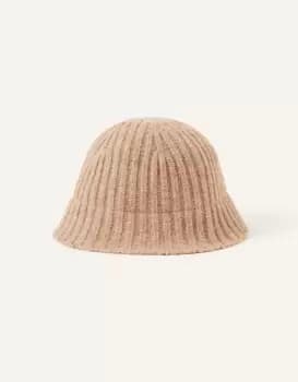 Accessorize Womens Knit Bucket Hat Camel, Size: 57cm